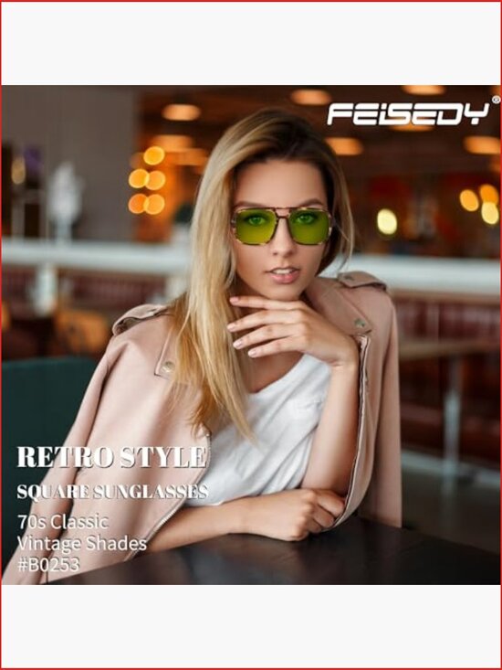Retro Aviator Sunglasses 70s Classic Vintage Square Shades UV400 display picture 1